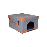 Domek prostokątny dla kota 44x33x24cm z drapakiem w jodełkę