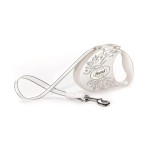 Smycz Flexi Glam Wings S taśma 3m 12kg biała perła