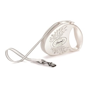 Smycz Flexi Glam Wings M taśma 5m 25kg biała perła