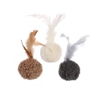 Piłka pluszowa dla kota z piórkiem 13x4,5cm