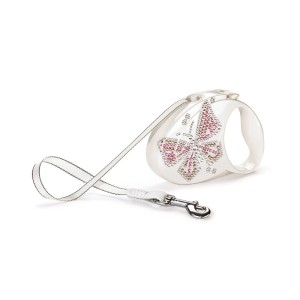 Smycz Flexi Glam Butterfly S taśma 3m 12kg biała